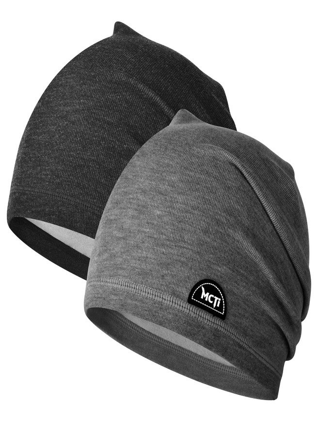 MCTi Slouchy Beanie for Men Women, Winter Warm Stretchy Skull Cap Hat Lightweight for Running Cycling 2 Packed - Image 1